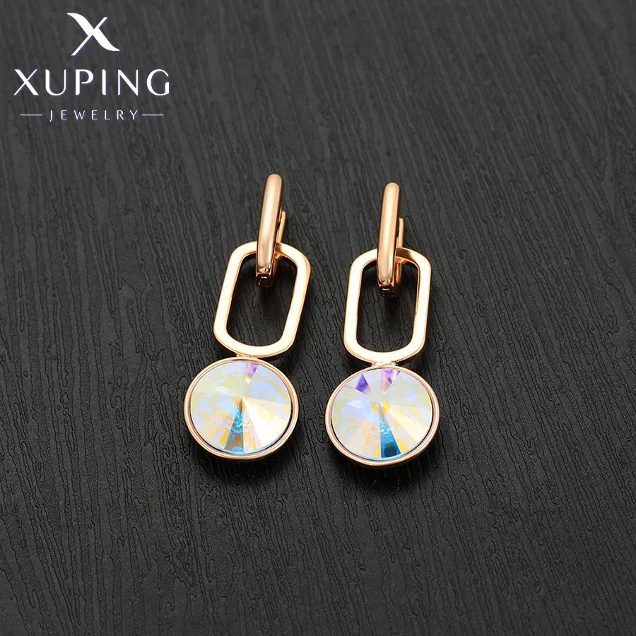 Xuping Jewelry Store Neuankömmling Kupferlegierung Charm vergoldet schöne Kristallohrringe für Frauen Mädchen Schmuck Geburtstagsfeier