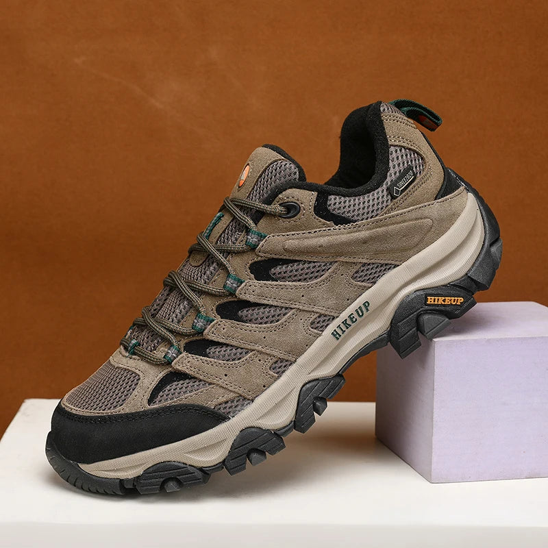 HIKEUP Turnschuhe für Männer Wanderschuhe Leder Trekking Stiefel Frauen Camping Jagd Herren Berg Taktische Stiefeletten Laufen Sneaker