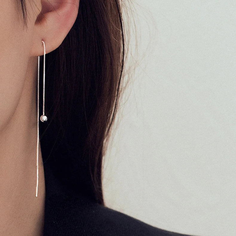 INZATT Echt 925 Sterling Silber Perle Quadrat Lange Kette Quaste Drop Ohrringe Für Frauen Klassischen Feinen Schmuck Geometrische Zubehör