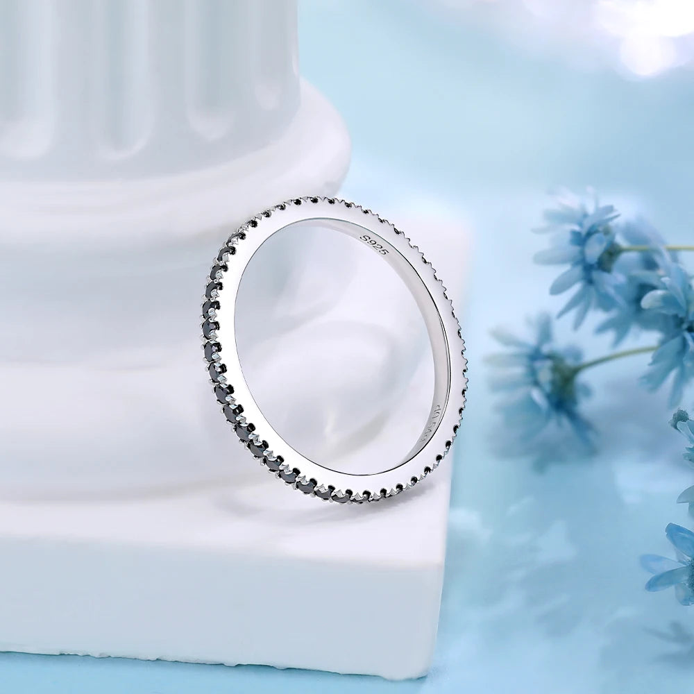 Damen Schwarzer Moissanit-Eternity-Ring