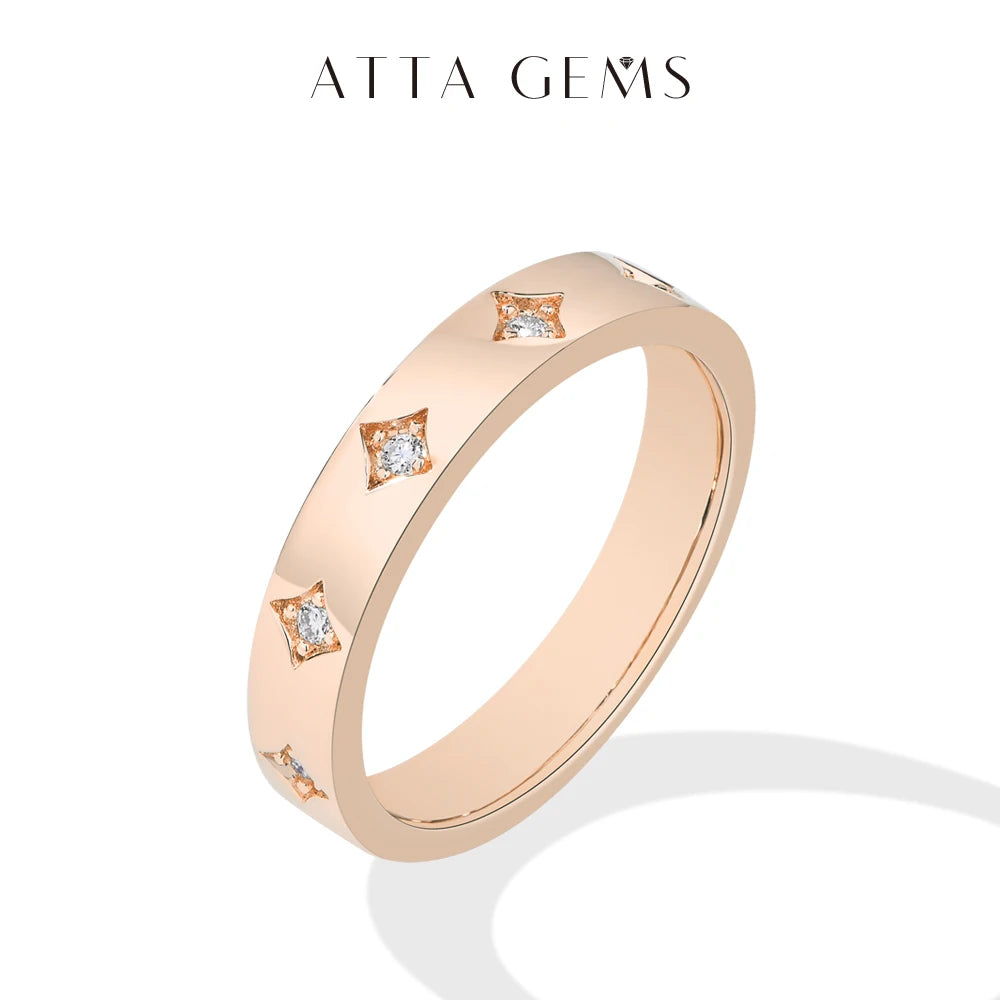 ATTAGEMS Rundschliff-Moissanit-Ringe, Stern-Design für Damen, 925er-Sterlingsilber, Ring, Gelbgold vergoldet, klassischer Verlobungsschmuck