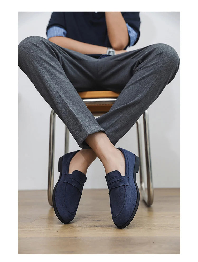 Herbst Wildleder Loafer Mann Große Größe 45 Komfort Slip-on Casual Schuhe Männer Wohnungen Retro Braun Mokassins Für Männer zapatos de hombre