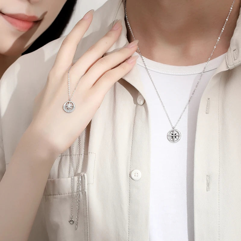 JIALY AAA CZ Stern Kompass S925 Sterling Silber Paar Halskette Einfache Schlüsselbein Kette Für Frauen Geburtstag Schmuck Geschenk neue