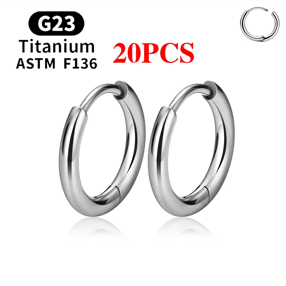 2/20PCS G23 Titan Ohrring Hoop CZ Klapp Segment Runde Nase Ring für Frauen Ohr Tragus Knorpel Helix Daith Piercing Schmuck