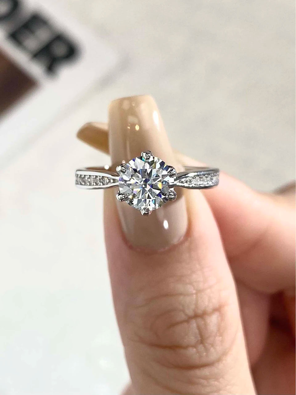 Damen Moissanit Verlobungsring