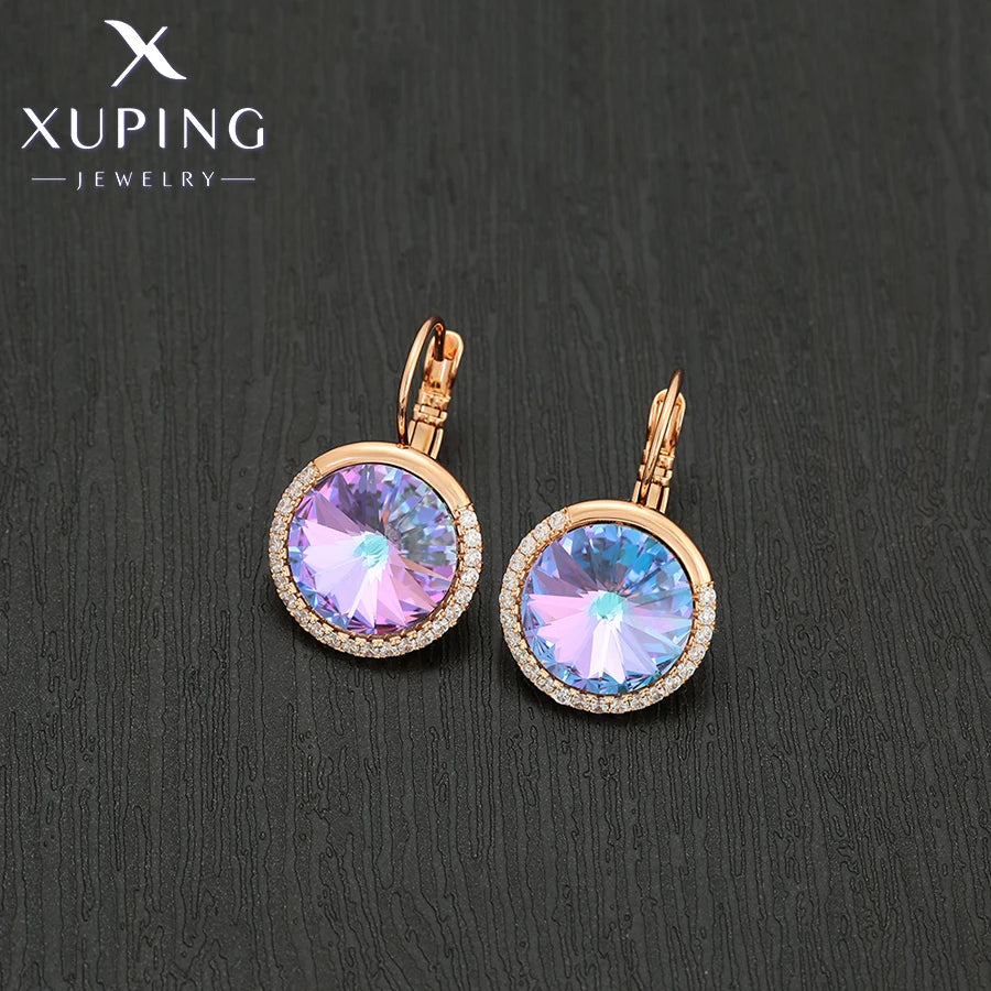 Xuping Jewelry Store Neuankömmling Kupferlegierung Charm vergoldet schöne Kristallohrringe für Frauen Mädchen Schmuck Geburtstagsfeier