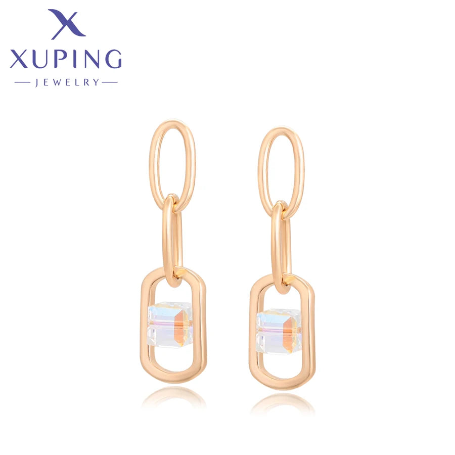 Xuping Jewelry Store Neuankömmling Kupferlegierung Charm vergoldet schöne Kristallohrringe für Frauen Mädchen Schmuck Geburtstagsfeier