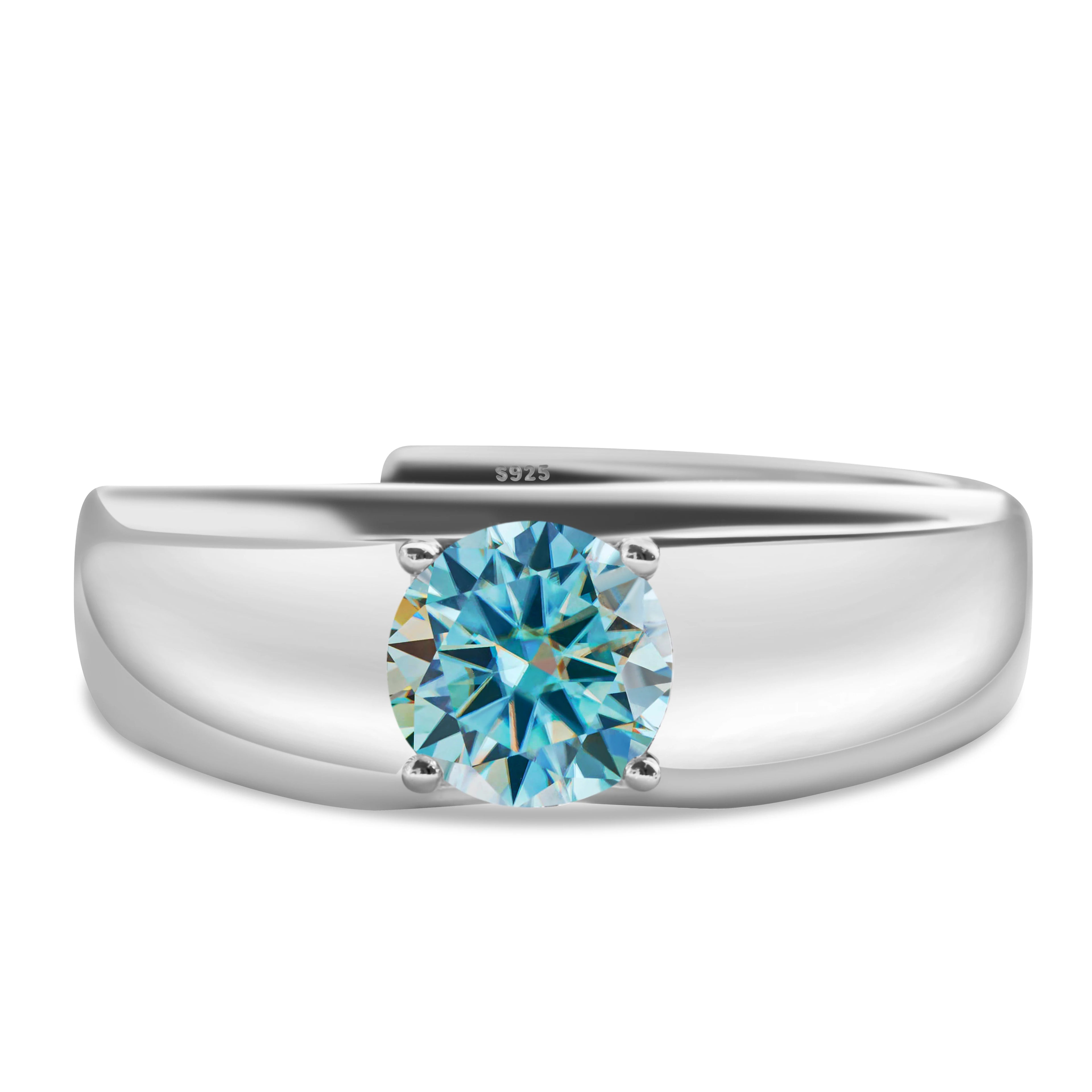 925er Silber-Ring mit 1 Karat Moissanit – Weißgold plattiert für Verlobung & Hochzeit