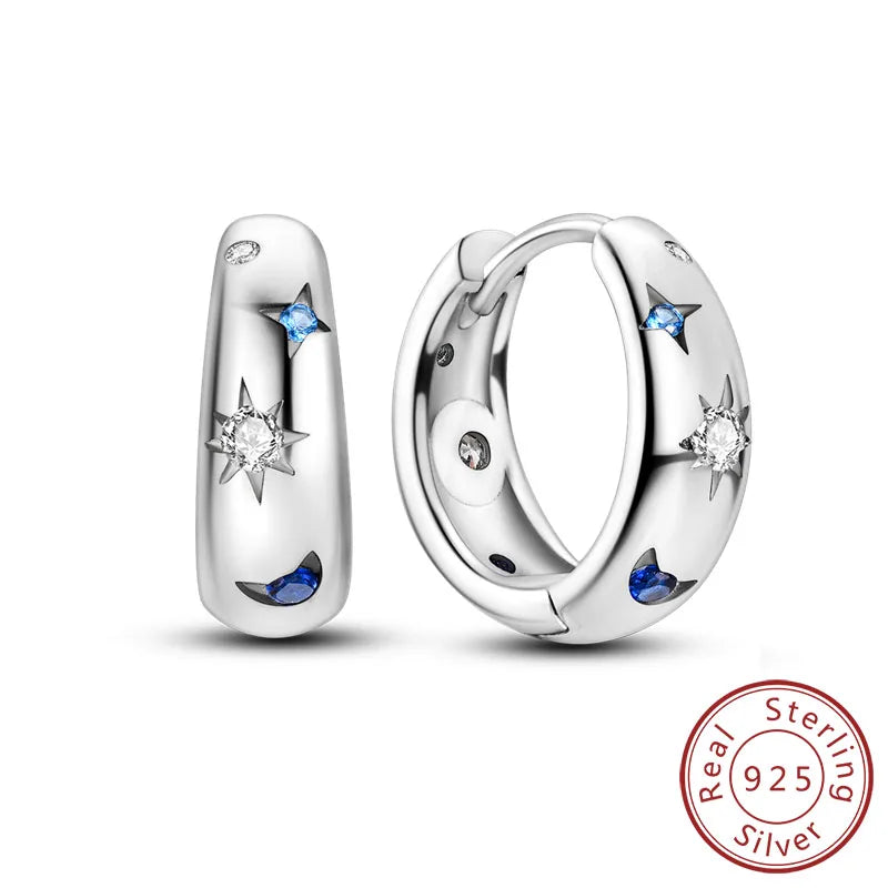 Creolen Original 925 Sterling Silber Blaues Sternenlicht Kristall Feuerdrache Schmetterling Ohrringe Für Frauen Party Hochzeit Schmuck