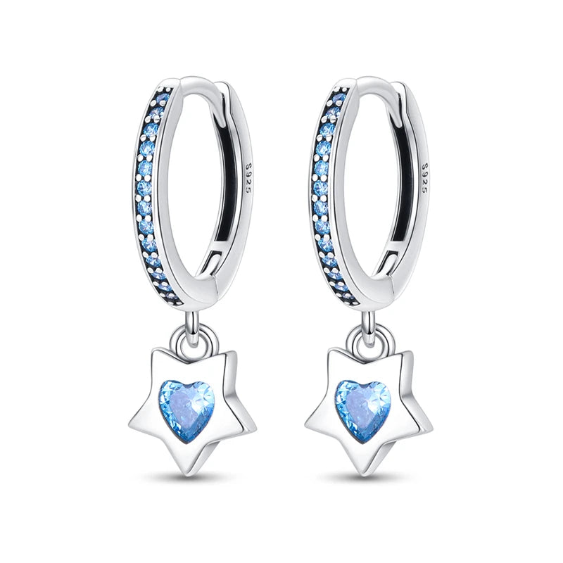 Ohrringe aus 925er-Sterlingsilber, geheimnisvoller Stern, Mond, Schmuck, vielseitige Creolen für Frauen, Schmuck, Geburtstagsfeier, feine Geschenke