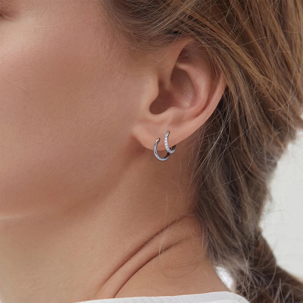 2/20PCS G23 Titan Ohrring Hoop CZ Klapp Segment Runde Nase Ring für Frauen Ohr Tragus Knorpel Helix Daith Piercing Schmuck