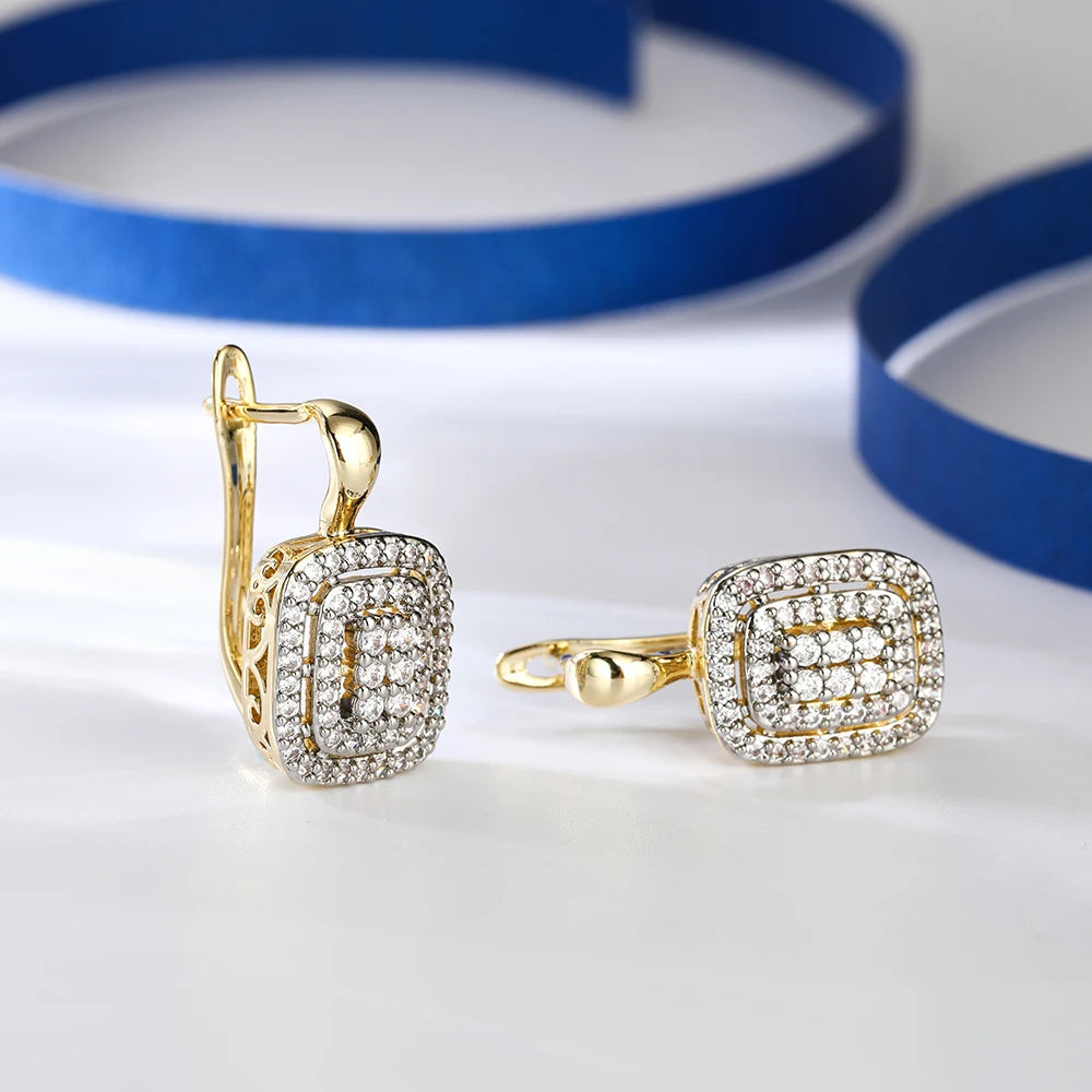 Zweifarbige Elegante Quadrat-Ohrringe