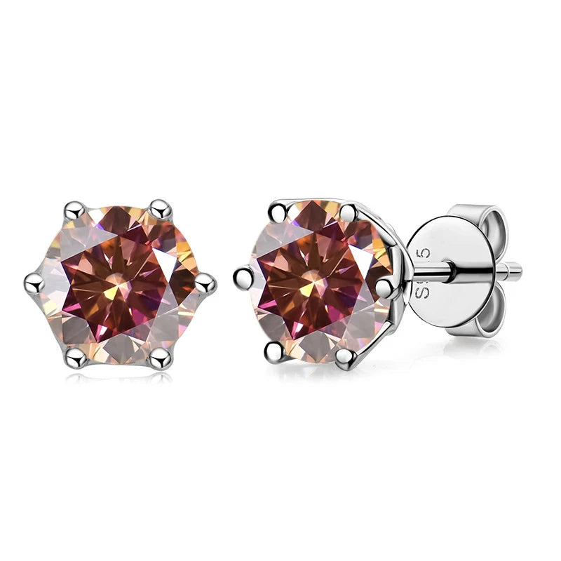 JoyceJelly 1/2/4CT VVS D Farbe Moissanit Russische Cut 8H8A Labor Diamant Stud Ohrringe Für Frauen S925 Sterling silber Edlen Schmuck