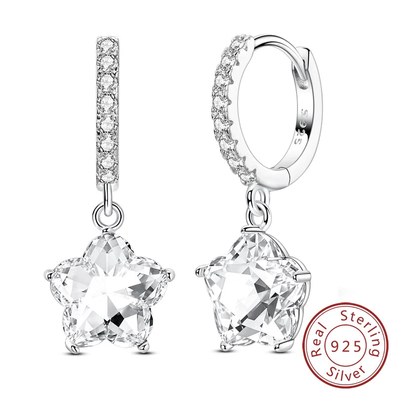 Creolen Neue Original 925 Sterling Silber Süße Herz Bogen Runde Zirkon Ohrstecker Für Frauen Mädchen Edlen Schmuck