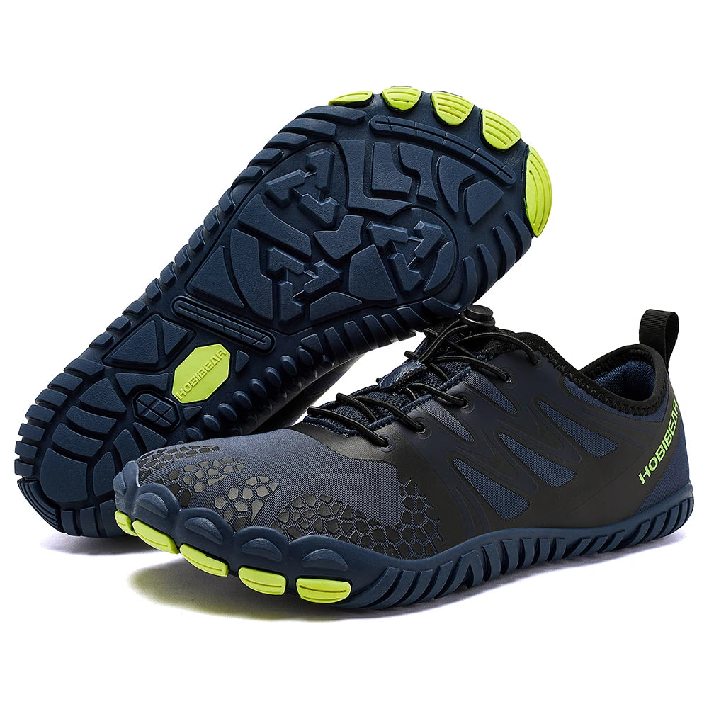 HOBIBEAR Barfußschuhe mit breiter Zehenpartie für Unisex, Kunstleder, Outdoor-Walking-Sneaker, Zero Drop, minimalistische Schuhe mit elastischem Band