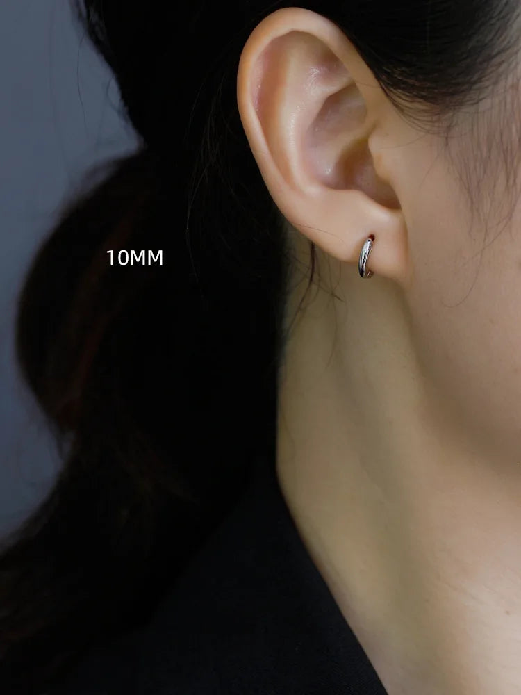 SOFTPIG Echtes 925er Sterlingsilber, 18 Karat Gold, 10/12/14/18 mm, runde Creolen für Damen, edler Schmuck, minimalistische Accessoires