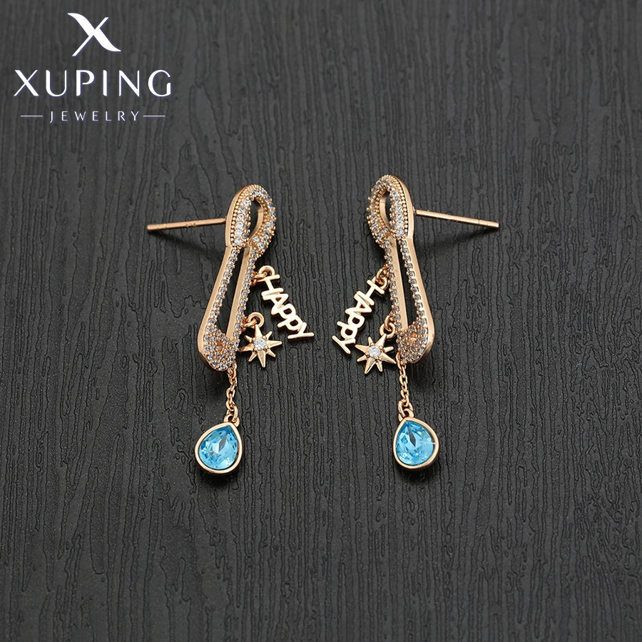 Xuping Jewelry Store Neuankömmling Kupferlegierung Charm vergoldet schöne Kristallohrringe für Frauen Mädchen Schmuck Geburtstagsfeier