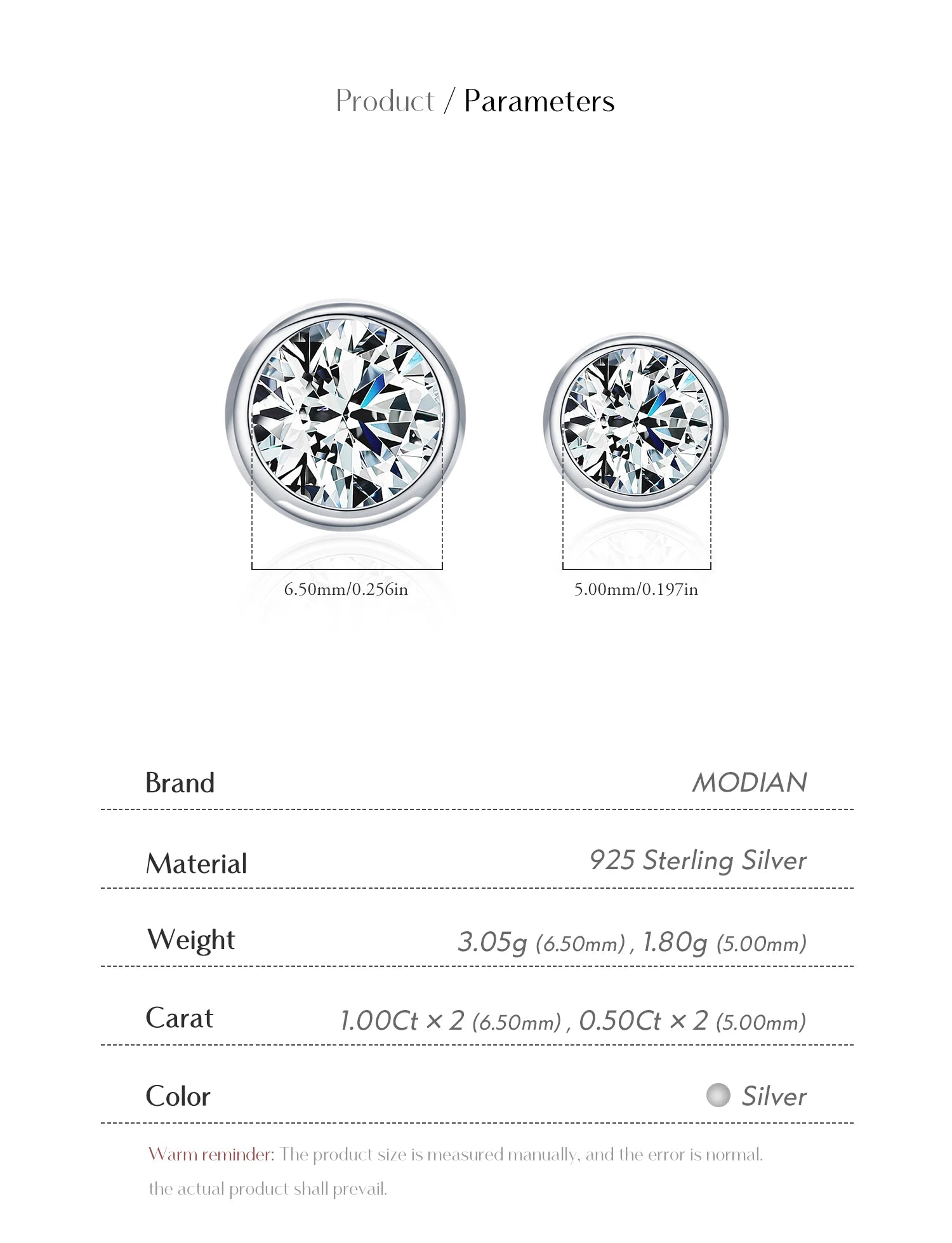 MODIAN 1CT/2CT D Farbe Lünette Moissanit Ohrringe 925 Sterling Silber Klassische Runde Stud Ohrringe Für Frauen Hochzeit Edlen schmuck