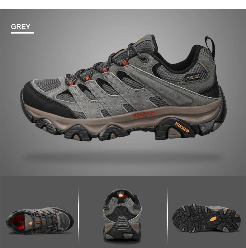 HIKEUP Turnschuhe für Männer Wanderschuhe Leder Trekking Stiefel Frauen Camping Jagd Herren Berg Taktische Stiefeletten Laufen Sneaker