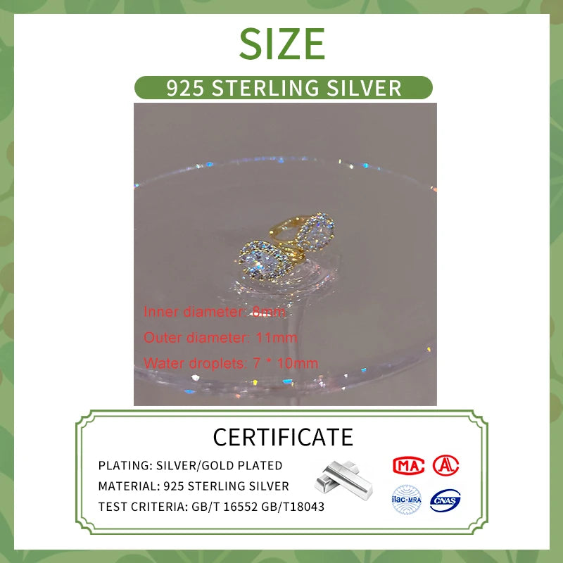 INZATT Echt 925 Sterling Silber Zirkon Wasser Tropfen Creolen für Mode Frauen Geometrische Edlen Schmuck Minimalistischen Zubehör