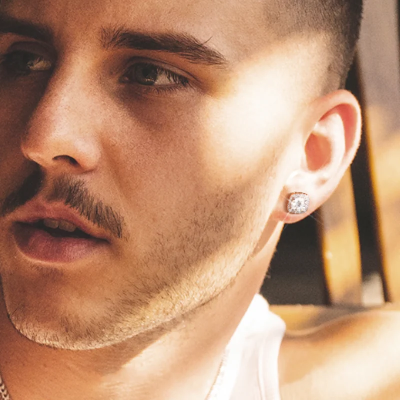 Ohrstecker aus 925er-Sterlingsilber, 1–2 Karat Moissanit, Hip-Hop-Rock-Stil, Paar, Männer, Frauen, Jahrestag, Geburtstag, Geschenk