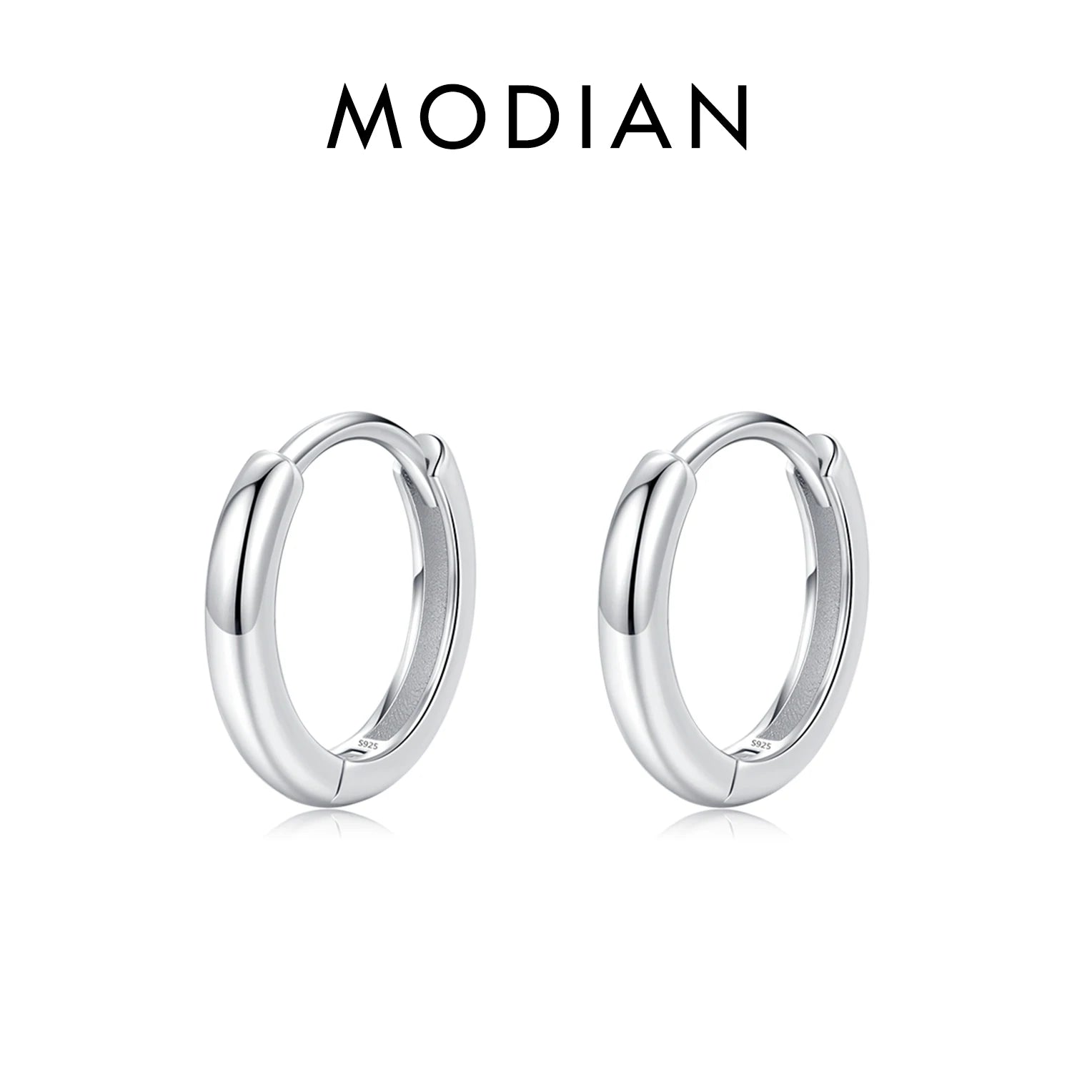 MODIAN 5 Größen 925 Sterling Silber Einfache stapelbare Kreis-Ohrschnallen Klassische Basic-Goldfarbene Creolen für Damenschmuck