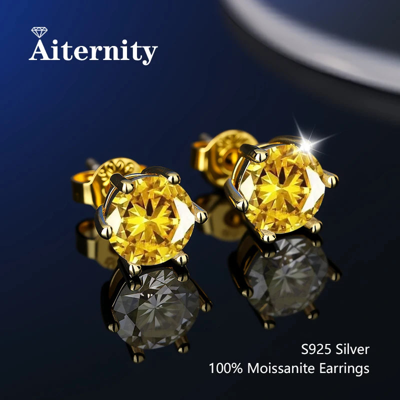 100 % echtes Sterlingsilber S925 Moissanit Ohrringe Ohrstecker mit 2 Zertifikaten D VVS1 Pass Diamant Teststift für Frauen Männer Schmuck