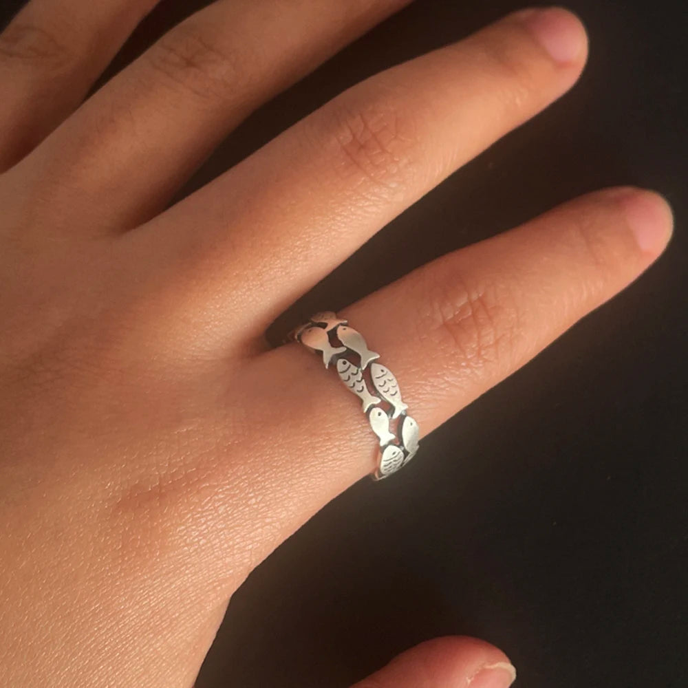 Silberring  – Handgefertigter Unisex-Fischring