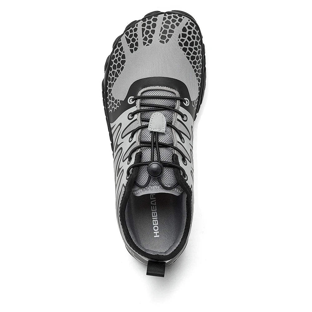 HOBIBEAR Barfußschuhe mit breiter Zehenpartie für Unisex, Kunstleder, Outdoor-Walking-Sneaker, Zero Drop, minimalistische Schuhe mit elastischem Band