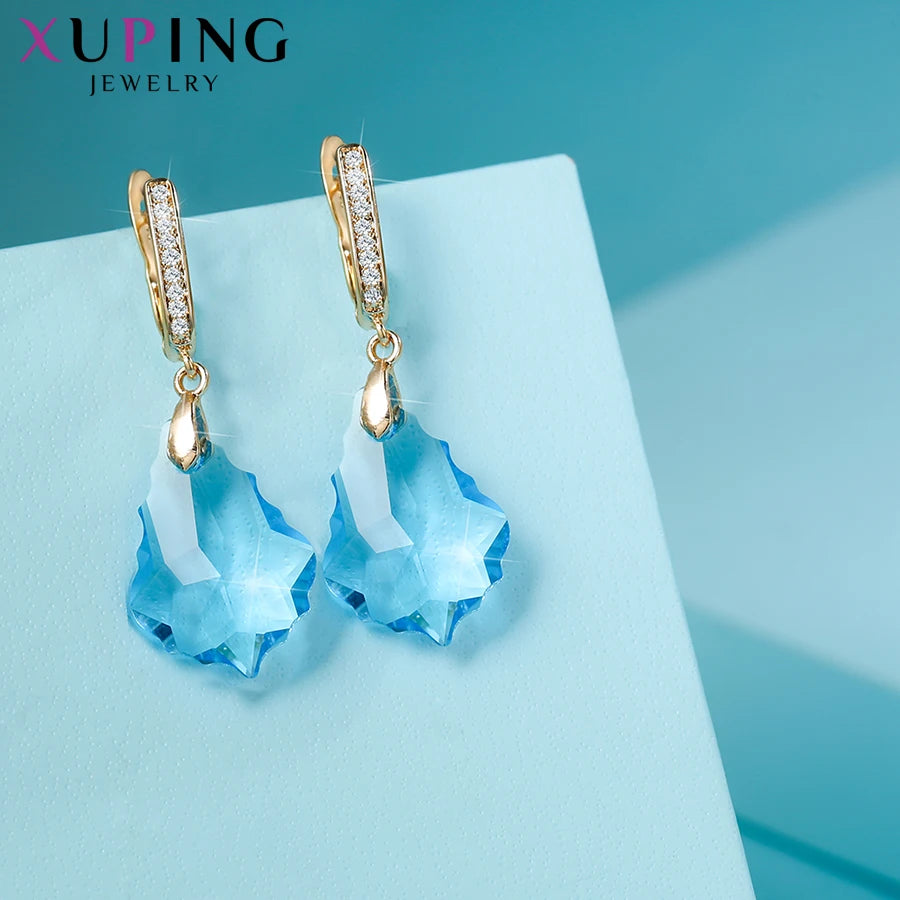 Xuping Jewelry Store Neuankömmling Kupferlegierung Charm vergoldet schöne Kristallohrringe für Frauen Mädchen Schmuck Geburtstagsfeier