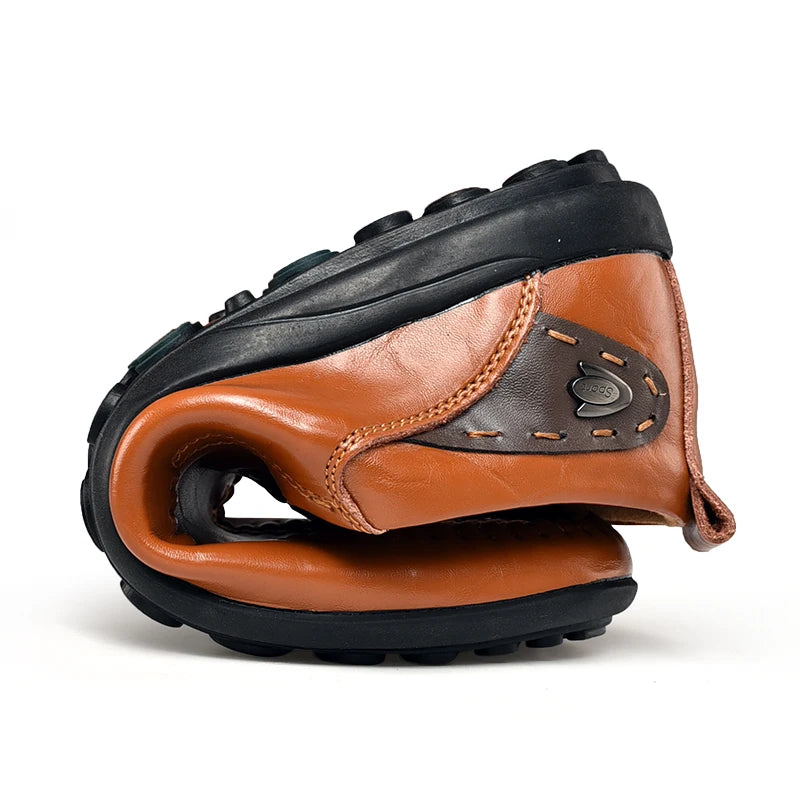 Handgefertigte Schuhe aus echtem Leder, Freizeitschuhe für Herren, flache Plateau-Wanderschuhe, Outdoor-Schuhe, Slipper, atmungsaktive Turnschuhe