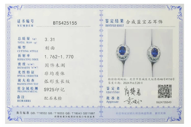 JewelryPalace Oval Kesim Düzenlendi Mavi Safir 925 Ayar Gümüş Halka Küpe Kadınlar için Moda Bildirimi Taş Takı