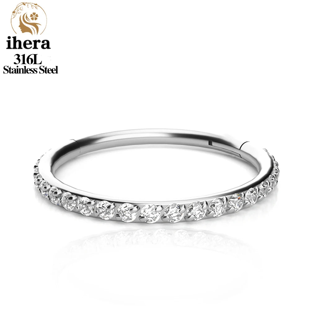 1/10/50PCS Edelstahl Zirkon Klapp Segment Nase Septum Clicker Ring Runde Ohrringe Hoops Ohr Tragus helix Piercing Schmuck