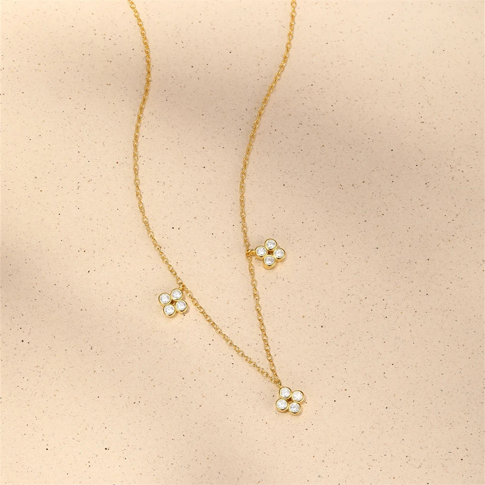 Adjutant 925 Sterling Silber Stapel Choker Kette Frauen zierliche Blume Zirkon Halskette Geometrie koreanischen Schlüsselbein Hals Schmuck Geschenke