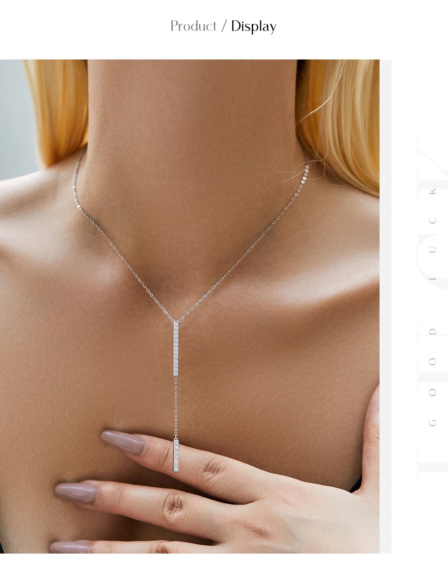MODIAN Trendy Gliederkette Lariat Halskette 925 Sterling Silber Langer Stab Zirkon Y-förmige stapelbare Halsketten für Frauen Schmuck