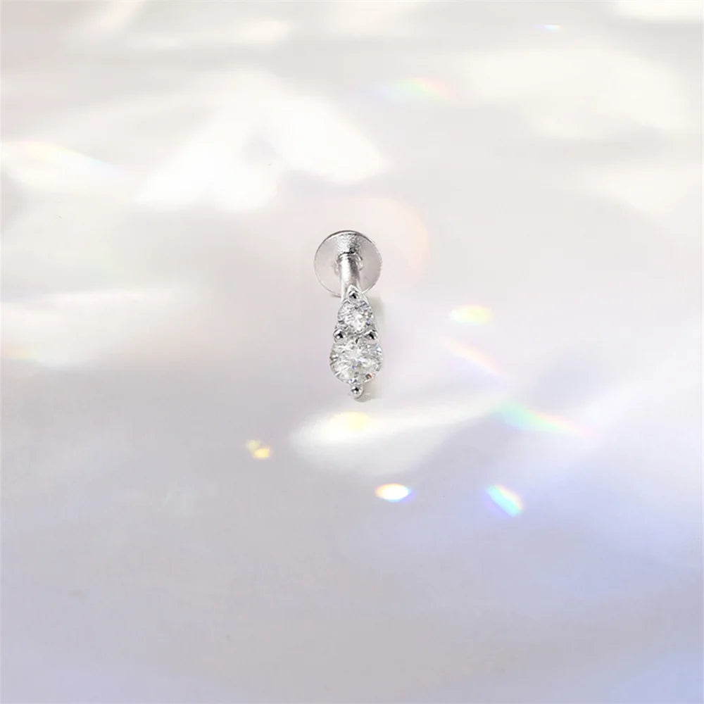 Aide Moissanit-Diamant-Ohrstecker für Damen, originales 925er-Sterlingsilber, Schraubverschluss, Damen-Moissanit-Ohrring mit flacher Rückseite, Juwel