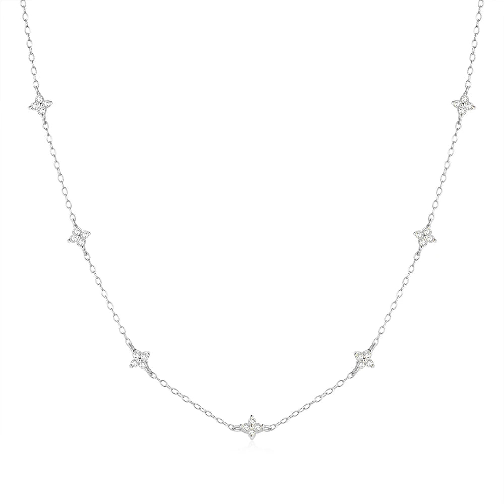 Adjutant 925 Sterling Silber Stapel Choker Kette Frauen zierliche Blume Zirkon Halskette Geometrie koreanischen Schlüsselbein Hals Schmuck Geschenke