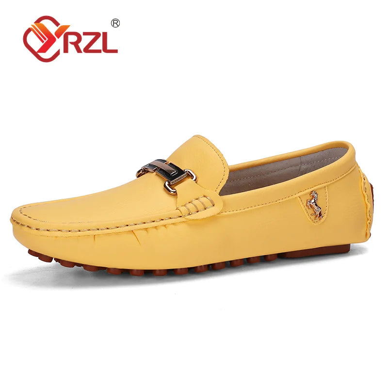 YRZL Loafer Herren Handgefertigte PU-Leder Loafer Casual Driving Flats Slip-on-Schuhe Luxuriöse bequeme Mokassins Weiße Loafer Schuhe Herren