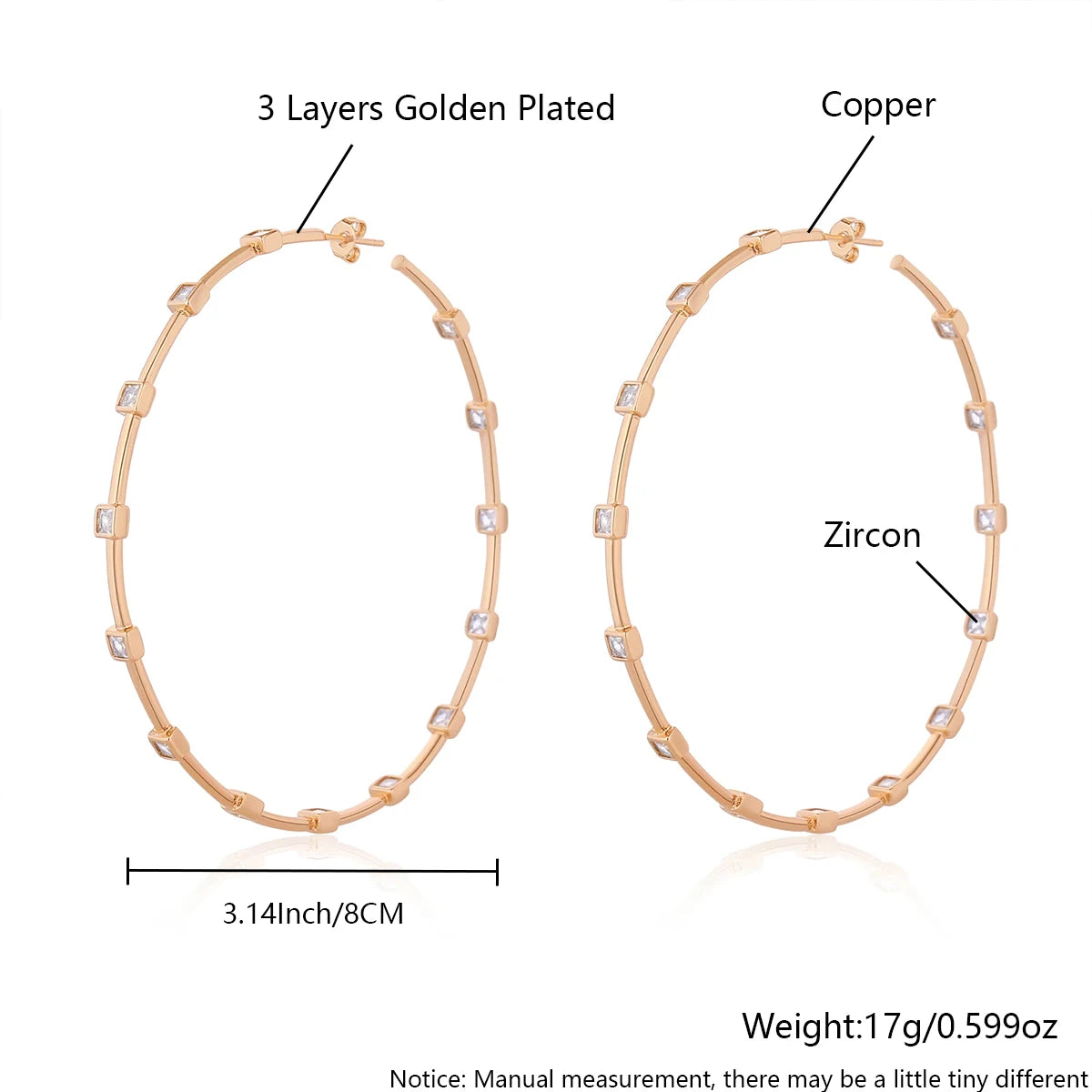 MHS.SUN Mode Vergoldet Große AAA CZ Hoop Ohrringe Für Frauen Übertreiben Große Ohrringe Intarsien Zirkon Hip Hop Ohr Schmuck Geschenk