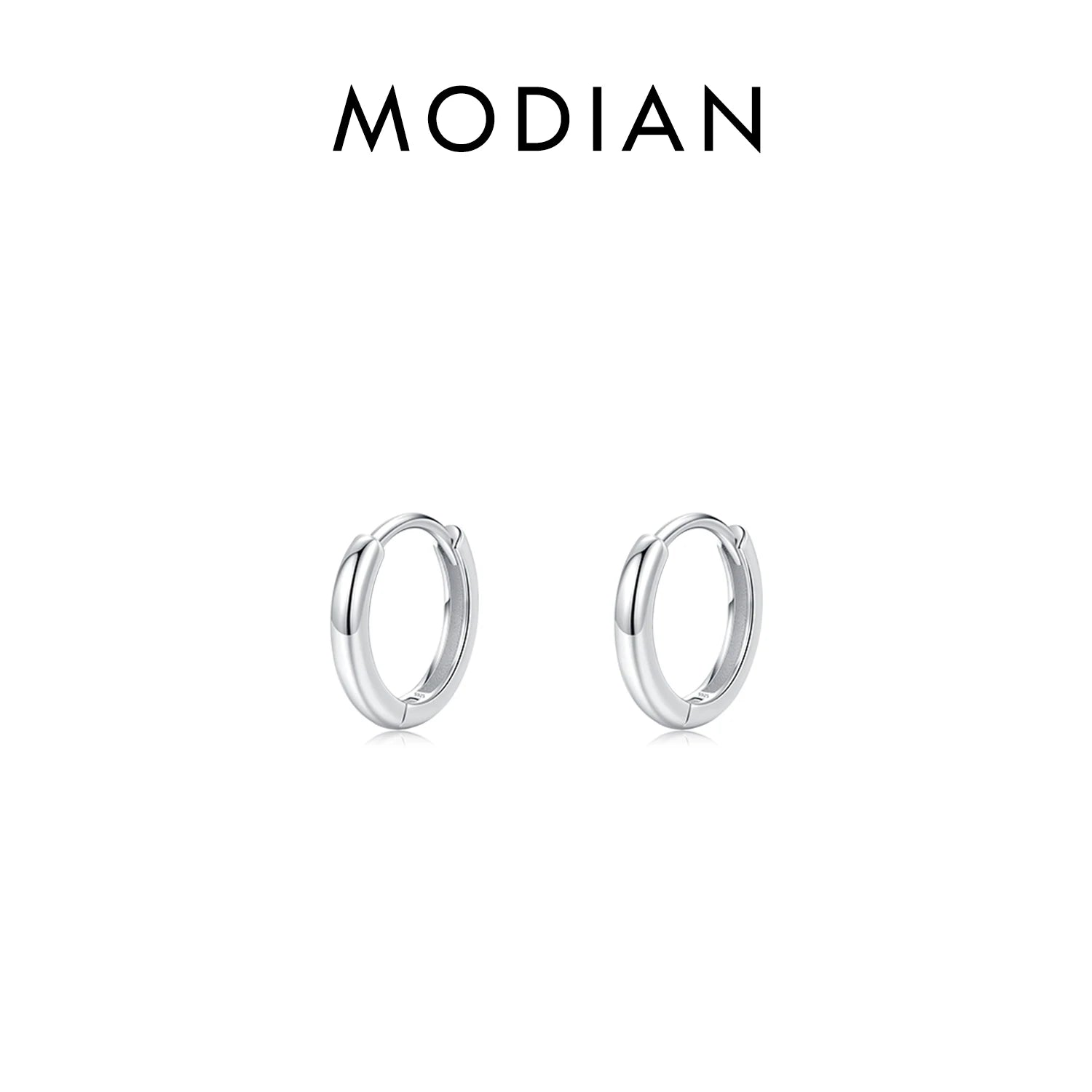 MODIAN 5 Größen 925 Sterling Silber Einfache stapelbare Kreis-Ohrschnallen Klassische Basic-Goldfarbene Creolen für Damenschmuck