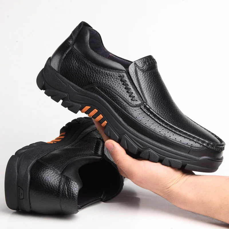 100% echtes Leder Schuhe Männer Müßiggänger Weiche Rindsleder Herren Casual Schuhe Marke Männliche Schuhe Schwarz Braun Slip-on Dicke sohle