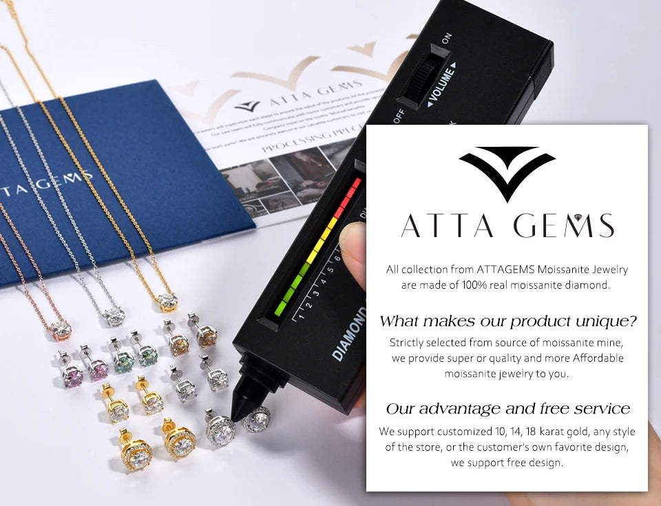 ATTAGEMS Eternity DVVS1 Moissanit-Ring für Damen, 100 % echtes 925er-Sterlingsilber, vergoldet, Hochzeit, Party, Charm, edler Schmuck, neu