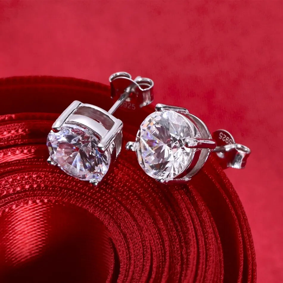 0,5-2 Karat 8,0 mm D Farbe Moissanit 100 % 925 Sterling Silber Ohrstecker für Frauen Top Qualität funkelnder Hochzeitsschmuck