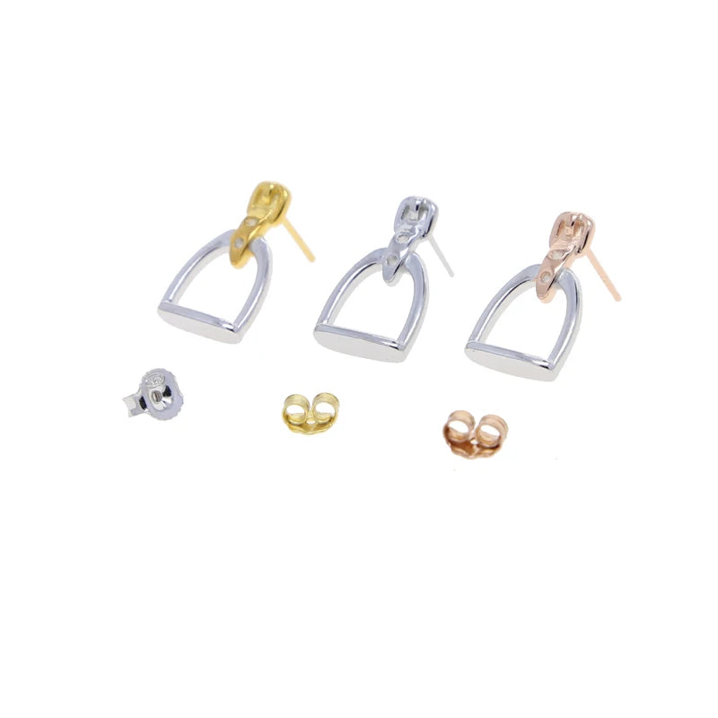 100% Sterling Silber geometrische Steigbügel Tropfen Ohrringe für Frauen Roségold/Gold/Silber Farbe einfaches Design niedlichen feinen Schmuck