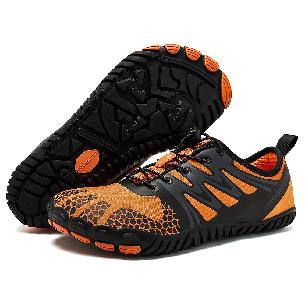 HOBIBEAR Barfußschuhe mit breiter Zehenpartie für Unisex, Kunstleder, Outdoor-Walking-Sneaker, Zero Drop, minimalistische Schuhe mit elastischem Band