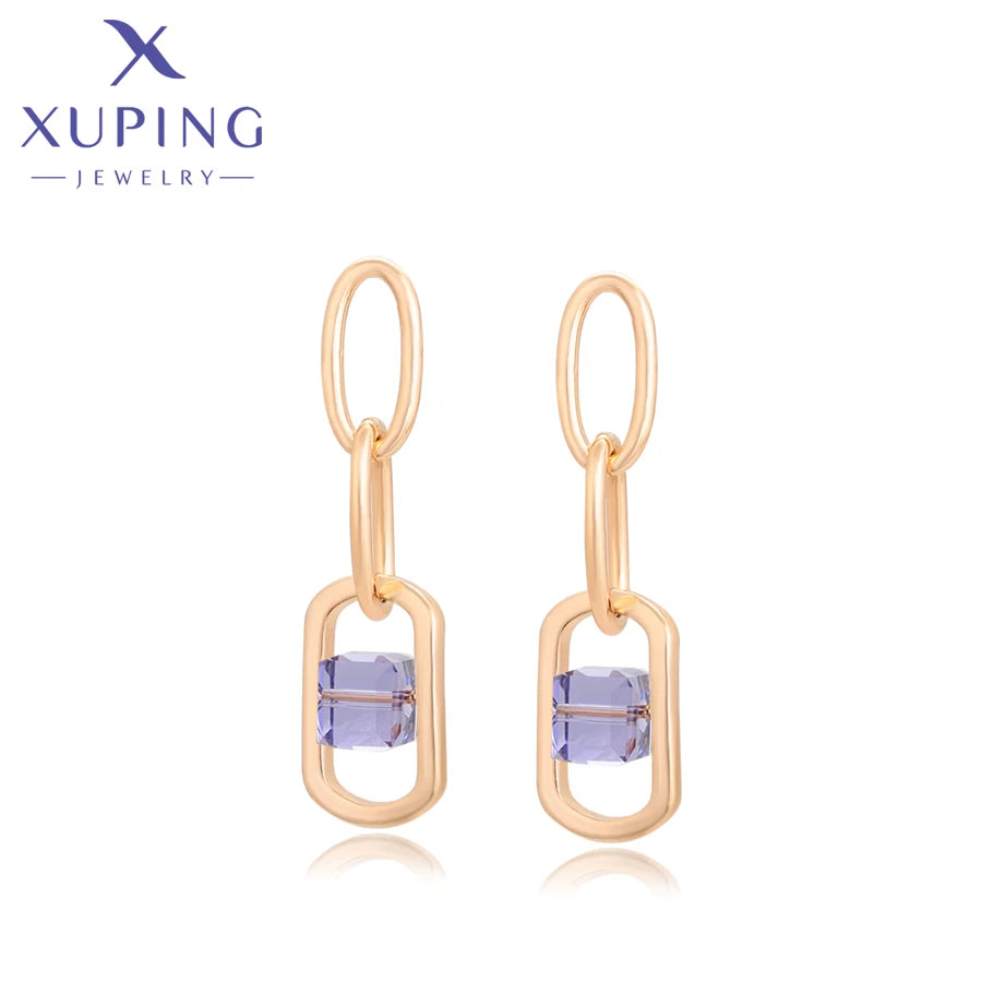 Xuping Jewelry Store Neuankömmling Kupferlegierung Charm vergoldet schöne Kristallohrringe für Frauen Mädchen Schmuck Geburtstagsfeier