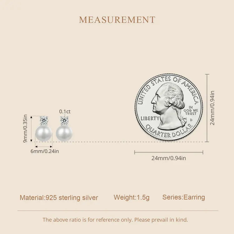 Bamoer U 0,1 CT Mini-Moissanit-Perlen-Ohrstecker, natürliche Süßwasser-Tropfen-Ohrringe, Labordiamant, 925er Sterlingsilber, Schmuck, Geschenk