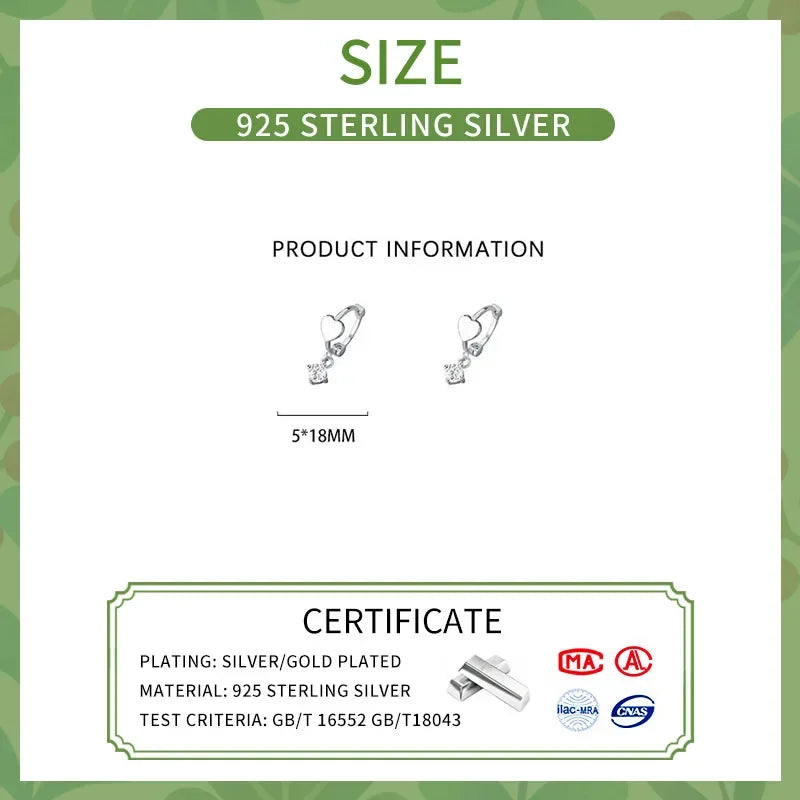 INZATT Echt 925 Sterling Silber Zirkon Anhänger Herz 18 Karat Gold Huggies Creolen Für Frauen Klassische Edlen Schmuck Zubehör