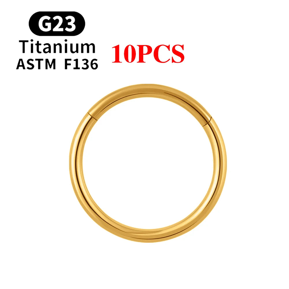10/50PCS ASTM F136 Titan Nasenring Klapp Clicker Segment Septum Hoop Frauen Männer Ohr Knorpel Helix Ohrring Piercing schmuck