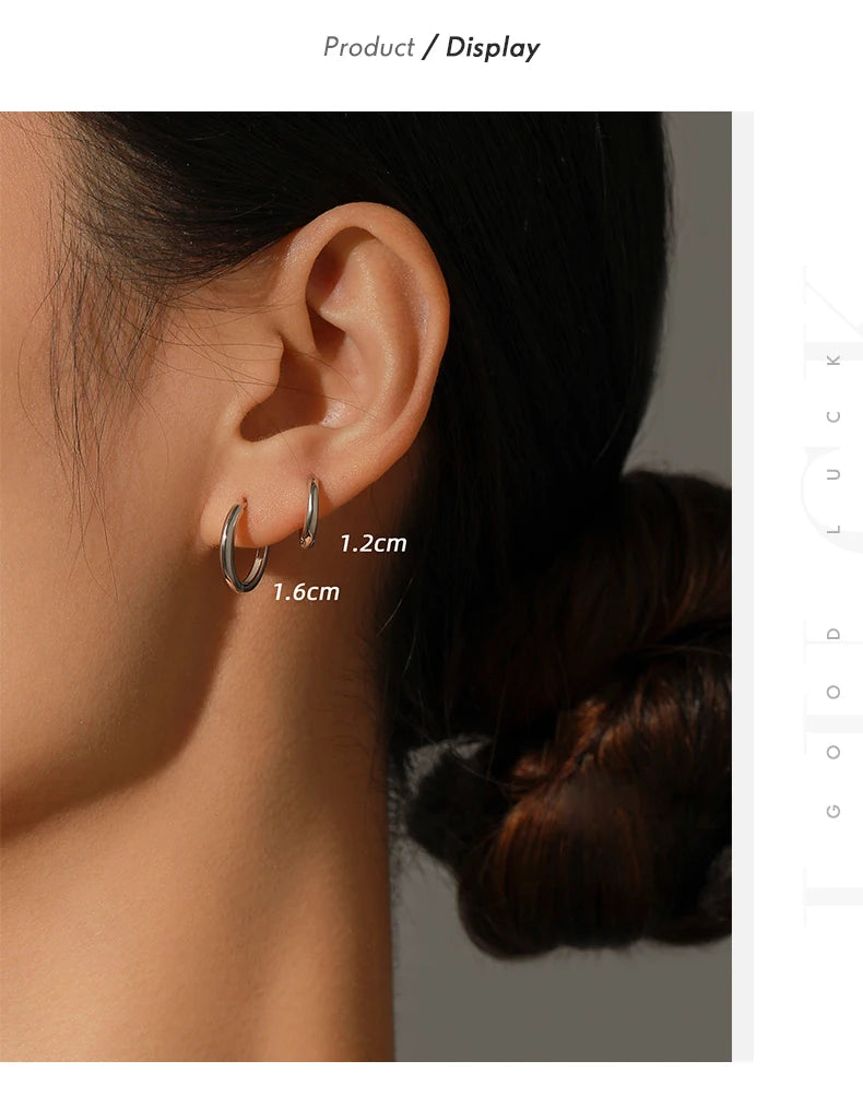 MODIAN 5 Größen 925 Sterling Silber Einfache stapelbare Kreis-Ohrschnallen Klassische Basic-Goldfarbene Creolen für Damenschmuck